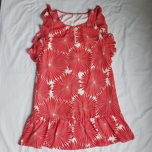 J.Crew Red Floral Flutter Sleeve Dress